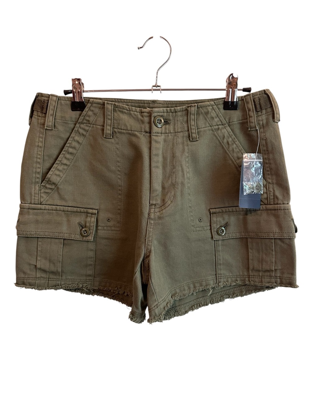 Lucky Brand Olive Green Cargo Shorts with Frayed Hem